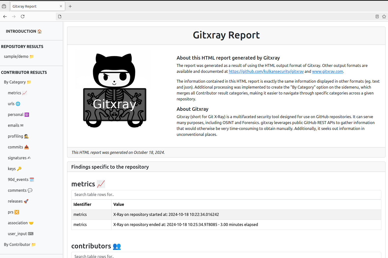 Gitxray HTML Report